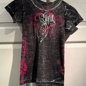 Sinful Black and Pink Graphic Tee
